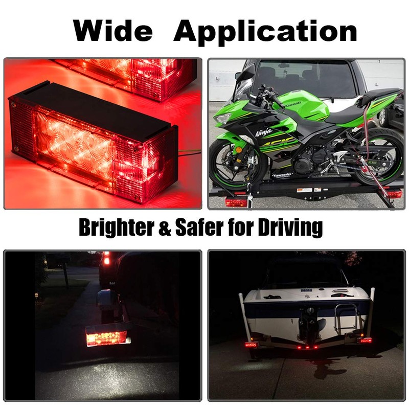 CZC AUTO Exclusive 12V LED Low Profile Submersible Rectangular Trailer