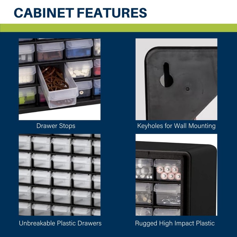 Akro-Mils 64-Drawer Plastic Drawer Storage Cabinet for Garage Organization, Bead
