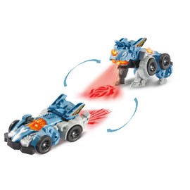 VTech Switch and Go Dinos Fire Mini Triceratops - Dino Car Transformer - 2-in-1 Toy with Dino Voice, Sound and Light Effects - For Children 3-8 Years