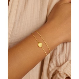 BBV Gold Initial Bracelets for Women 14K Gold Plated Dainty O Chain satellite Chain initial Bracelet for Women Trendy Gold Stackable Cuff Bracelets Jewelry Gifts Adjustable 7"+2"
