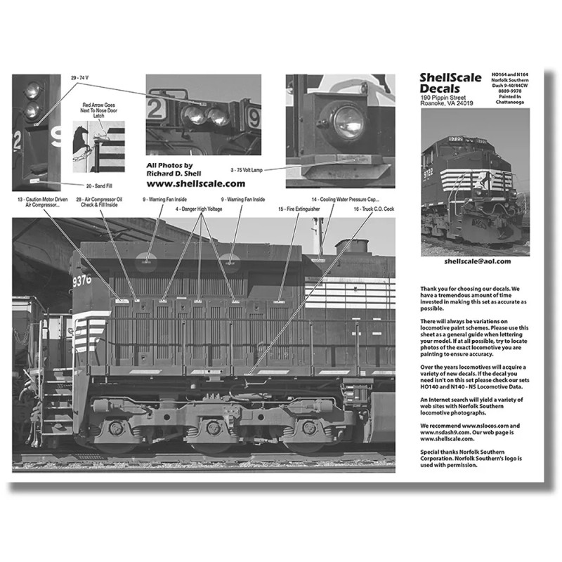 ShellScale Decals HO164 - Norfolk Southern GE Dash 9-40CW DECALS