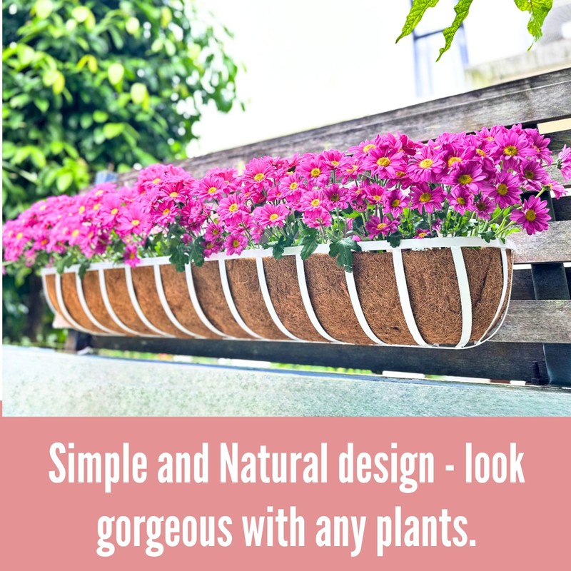 LaLaGreen Deck Railing Planter Boxes (2 Pack, 48 Inch) White