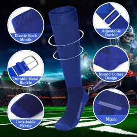 Haysandy Baseball or Softball Sock and Belt Combo Set 3 Football Baseball Socks with Softball Belt for Kids Youth Adult(X-Small,Blue)