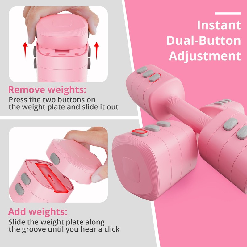 Adjustable Dumbbell Set of 2, 4 in 1 Free Weights