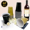 60 Pcs Black and Gold Plastic Cups- 16 oz Reusable