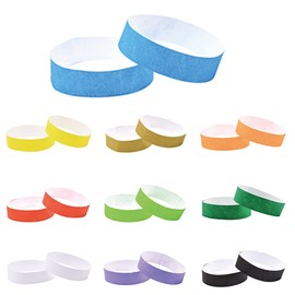 XCSJ Pack of 100 10 Different Colours Inlet Wristbands, Waterproof Party Bracelets, Festival Bracelets, Party Inlet Control Bands for Control and Safety at Events and Events, 19 x 250 mm
