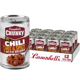 Campbell's Chunky Hot & Spicy Chili with Beans, 19 oz Can (12 Count)
