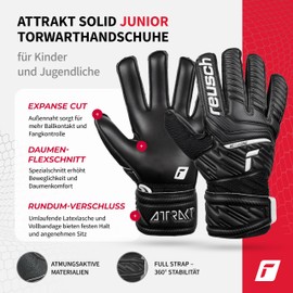 Reusch Attrakt Solid Junior Unisex Goalkeeper Gloves, Black 6