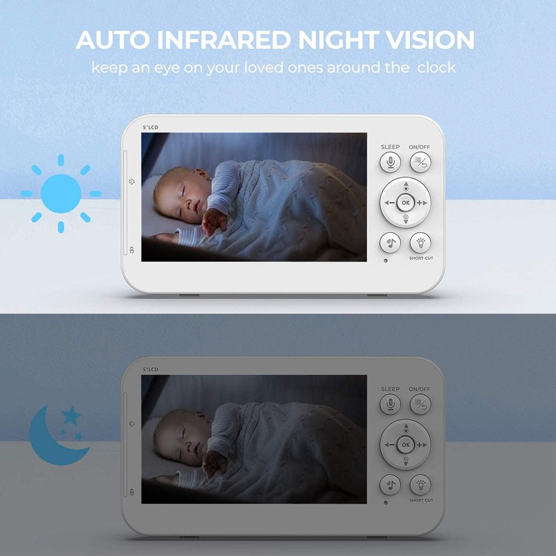 5in Wireless Baby Monitor Two Way Speaking Night Vision HD