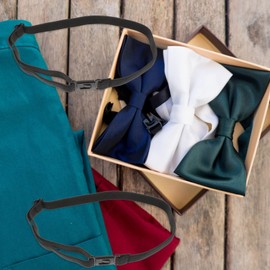 VICASKY Pack of 10 Adjustable Bow Tie Straps, Pre-tied Bow, Handmade Bowknot Bow Tie, Polyester Elastic Bow Tie with Plastic Buckle, DIY Accessories for Belt Ties, Adult Cummerbund