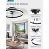 LEDIARY Ceiling Fans with Lights and Remote, 20'' Low Profile