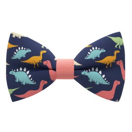 Pajarita con diseño de dinosaurios preatado de animales azul y melocotón colores forma unisex, por Bow Tie House, 01 Blue Dino, S - (0-5 yrs., babies, toddlers)
