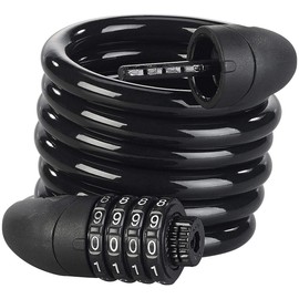 PEARL Bicycle Combination Lock: Steel Spiral Lock with 4 Digit Combination Code, 12mm Steel Rope, 1.8m (E Scooter Lock, Motorcycle Lock, Accessories)
