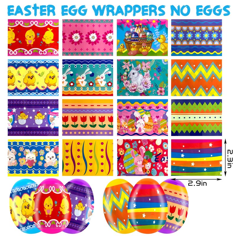50 Pack Easter Eggs Wrapper Bulk Luminous Eggs Film Heat