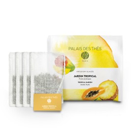 Palais des Thés - Tropical Garden Iced Tea - Premium Gourmet Herbal Tea with Mango & Papaya - 𝟒 𝐗𝐋 𝐏𝐨𝐮𝐜𝐡𝐞𝐬 - 𝐒𝐞𝐫𝐯𝐞𝐬 𝟒 𝐈𝐜𝐞𝐝 𝐂𝐚𝐫𝐚𝐟𝐞𝐬