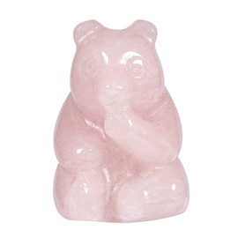 KYEYGWO Rose Quartz Hand Carved Crystal Bear Figure, Cute Stone Bear Statues, Mini Healing Stone Bear Palm Pocket Stones Talisman Fengshui Ornament Nidelich Animal Sculpture for Home Decor, 3 cm