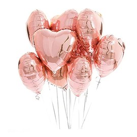 Party Balloons 10x Rose Gold Heart 18” Inch Foil Balloons Helium Air Birthday Party Wedding Décor Fun