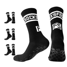 Football Socks, Grip Socks Football, Football Socks Men, Grip Socks, Suitable for Football, Basketball, Running and Other Sports (DE/NL/SE/PL, Numeric, 35, 47, Regular, 3, Black)