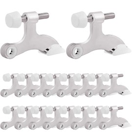 OBTANIM 16 Pack Hinge Pin Door Stopper Heavy Duty Metal Adjustable Door Stops with Rubber Bumper Tips (Silver)