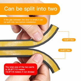 Nest Wood Foam Door and Window Seal Strip, High Elasticity, High Adhesion Rubber Insulation Tape, Windproof Soundproof Door Foam (Black, 19FT/6meters)