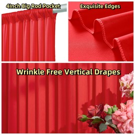 30ft x 10ft Wrinkle Free Red Backdrop Curtains for Parties, Polyester Photo Backdrop Drapes 6 Panels 5x10ft for Weddings Birthday Party Christmas Photography Background