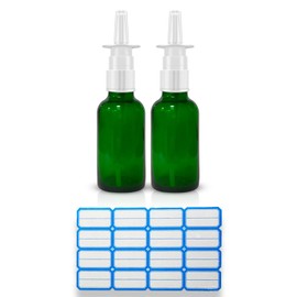 VIGOR PATH Glass 1 oz Nasal Sprayer - Empty, Refillable, Travel-Sized Solution for Saline Applications - Quality Glass Construction! (Green)