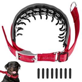 Duckygoo Adjustable No Pull Dog Collar - Heavy Duty Martingale Slip Collar with Reflective Widened Nylon & Metal Buckle for Training Walking Hunting (Small/Medium/Large Dogs),Red,L