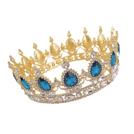 TOVINANNA Luxury Drop Diamond Crown Tiara Baroque Bridal Hair Hoop Wedding Dress Prop for Queen Look