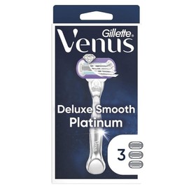 Gillette 질레트 Venus Deluxe Smooth Platinum Women's Razor with Metal Handle 3 Blade Refills 298923, Gillette 질레트 Venus Deluxe Smoo / Gillette 질레트 Venus Deluxe Smooth Platinum Women's Razor with Metal Handle 3 Blade Refills 298923, Gillette 질레트 Venus Deluxe Smoo