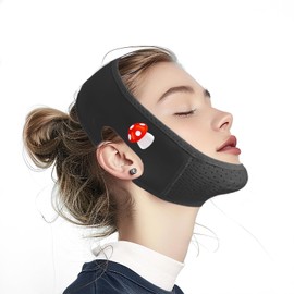 Yuibthr Chin Strap for Sleeping, V Line Lifting Mask, Cute Series, Reusable Face Strap, Jaw Exerciser (Black-17)