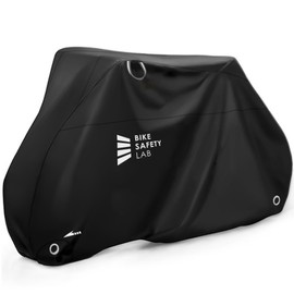 Bike Safety Lab Thick Bicycle Cover 420D Adult Bicycle Heavy Duty Fabric Front and Rear Lockhole Waterproof PU Coat UV Protection Windproof Buckle Black