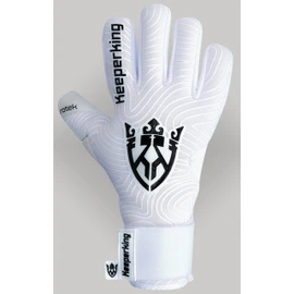 Keeperking Goalkeeper Gloves for Adults, Juniors, Men's, Unisex Football Gloves, Inner Seam, Professional Grip, 4 mm, Firm Fit, 6, White, Black, Negative Cut