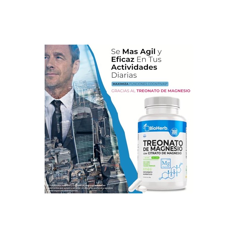 BioHerb L-Treonato de Magnesio Citrato de Magnesio Al 12 Mag