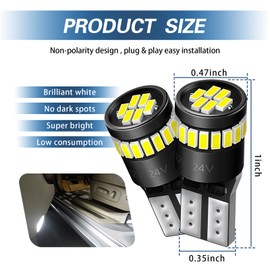 ijuicy 2 PCS Led Bulbs, T10-7020-10SMD 12V 180 Degree Infinite Decoding Reading Light, Led Bulb for License Plate Light Width Lights, Suitable for Most Cars (White)