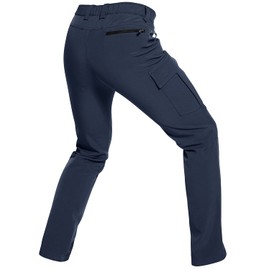 Wespornow Men's-Fleece-Lined-Hiking-Pants Water-Resistance-Snow-Ski-Pants Softshell Snowboarding Pants for Winter, Skiing, Outdoor (Navy, Medium)