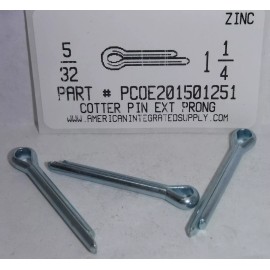 AMERICANINTEGRATEDSUPPLY.COM 5/32X1-1/4 COTTER PINS EXTENDED PRONG STEEL ZINC PLATED (50)