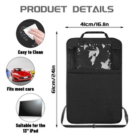Criveple Car Seat Back Protector, 600D Oxford Waterproof & Anti-Dirty, Car Seat Organiser for Storing Children's Items, Kick Mat Protection (Pack of 2)