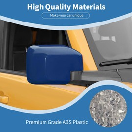 PDKLIN for Bronco Side Mirror Cover Trim Blue for Ford Bronco 2021 2022 2023 Blue Exterior Accessories 2pcs (for Mirror Without Light & Not for Sport)