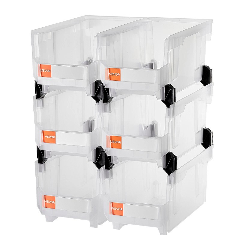 VEVOR Plastic Stackable Storage Bins 6 pcs Garage Organizer Bins