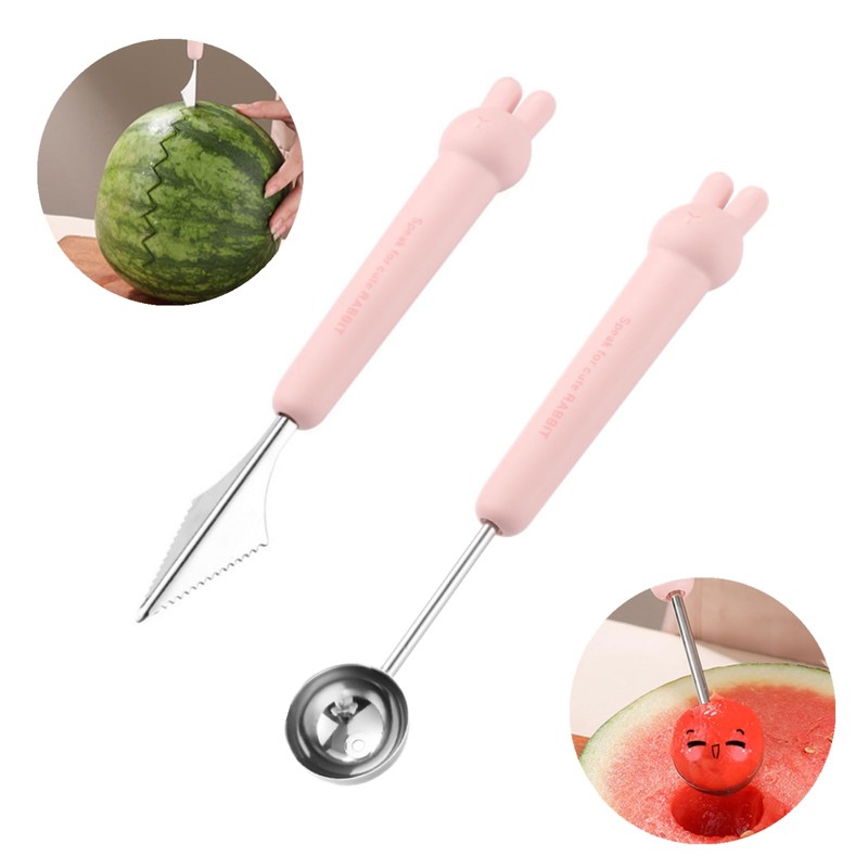 2 Pcs Melon Baller Scoop Cute Fruit Baller Ice Cream