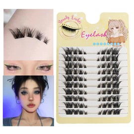 Fox Eye False Eyelashes Natural Wispy Individual Lashes, 3D C-6~15mm Cluster Lashes Pack for DIY Premade Fans Artificial Eyelash Extension Fake Lash Self Application at Home