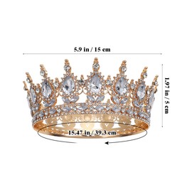 Warmhm Vintage Bridal Crown with Crystal Rhinestones Glittering Crystal Queen Glitter Jewellery Decoration for Wedding and Engagement (White)