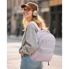 LOVEVOOK Backpack Women's School Backpack Teenager Girls, Pink & Grey, 15.6 inches