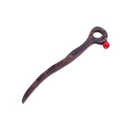 Unique Handmade Wenge Wood Hair Stick with Coral Bead