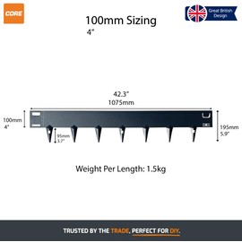 CORE EDGE Lawn Edging | Flexible Decorative Steel Garden Lawn Edging with 4" face Height | 5X 3.28', 16.25 Linear Feet (Black, 4")