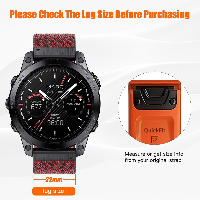 Watch Strap for Garmin Fenix 6 Pro/6/7 Pro/7/5 Plus/5, Quickfit