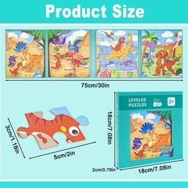 Kujinova Magnetic Puzzles Book, 73PCS Jigsaw Puzzles, Dinosaurs Jigsaw Magnetic Puzzles Book for Toddlers, Travel Games and Road Trip Toys, Travel Activity Packs for Kids