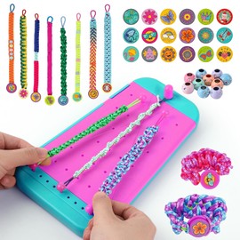BYHANG Kit para Hacer Pulseras para Niñas, Kit de Pulseras DIY, Hacer Pulseras de Amistad, con Hilos Trenzados Ajustables de Varios Colores, Ideal Como Juguete, Cumpleaño|para Niños de 6+ Años (Rosa)