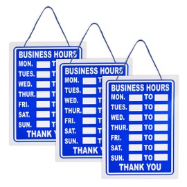 3 x Business Hours Sign Blue High Contrast Hanging Opening Closing Times Shop Door Notice