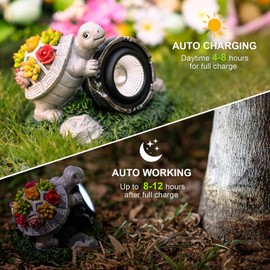 XPSCOCO Solar Garden Outdoor Statues Turtle Spotlights,Tortoise Statue for Patio,Lawn Decor Tortoise Statue for Patio, Balcony, Yard Ornament,Unique Housewarming Gifts